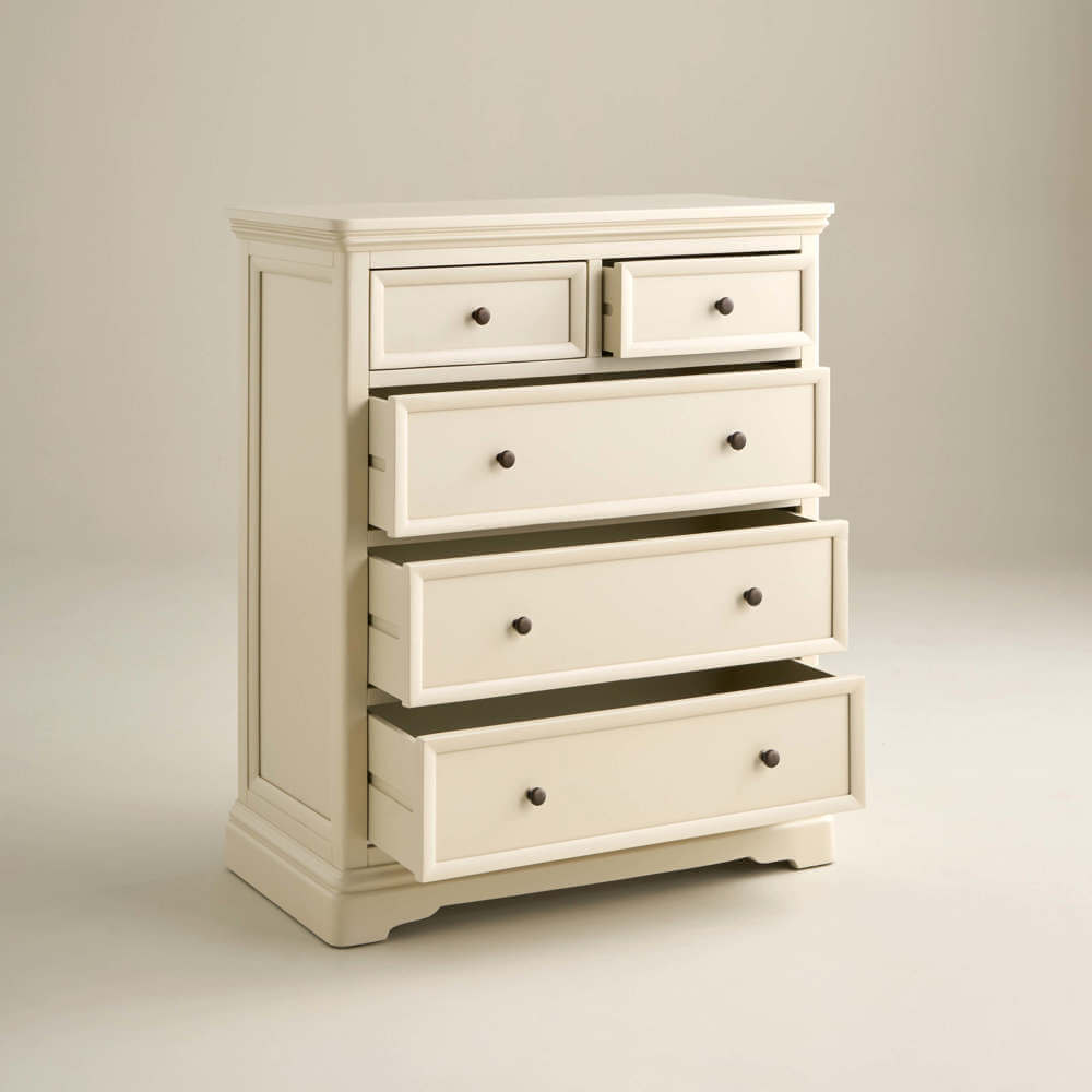 Bordeaux 5 Drawer Chest, Ivory